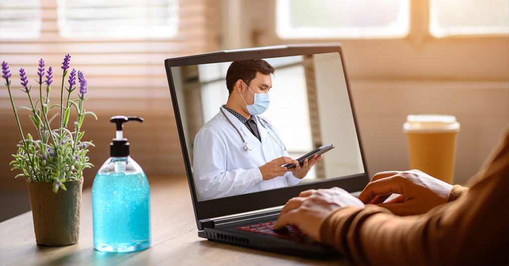 Sales rep talking to a doctor on facetime